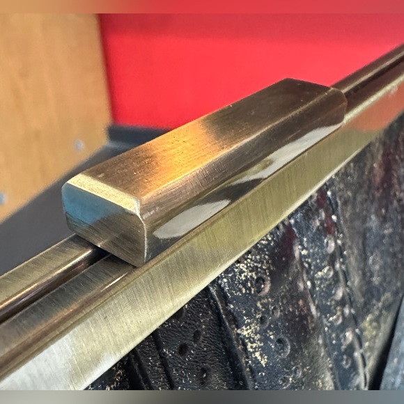 NWT Patricia Nash Distressed Black & Gold Lamé Finish Dual Strap Leather Satchel - Picture 14 of 16